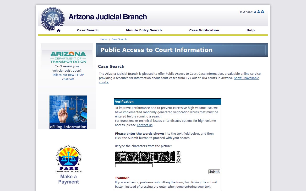 Santa Cruz County case search on Arizona Public Access