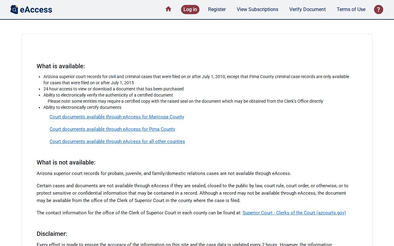 Santa Cruz County case search in the Arizona eAccess application