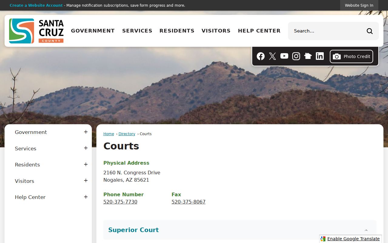Santa Cruz County court docket staff directory