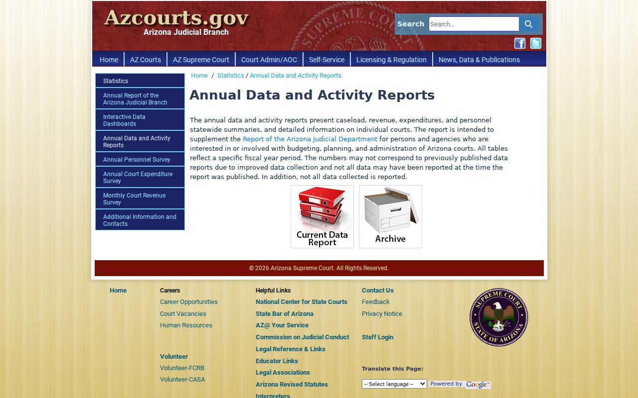 Santa Cruz County court docket annual case statistics