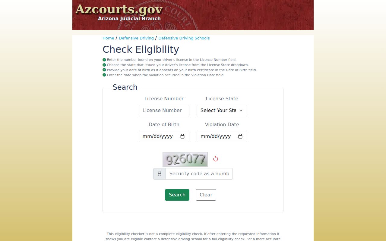 Santa Cruz County traffic court records defensive-driving eligibility checker